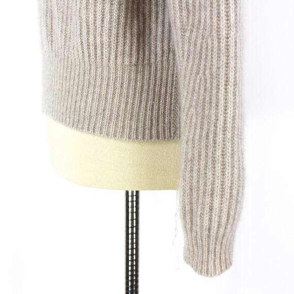 Le KASHA Heathered Beige Rib Knit Cashmere Sweater S/M Turtleneck Pullover 1918 - Picture 4 of 7
